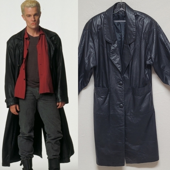 Vintage Other - 80s Vintage BKE Black Leather Longline Dolman Sleeve Oversized Trench Coat 7/8
